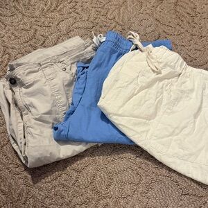Women’s Beige, Blue, and Cream Shorts Trio